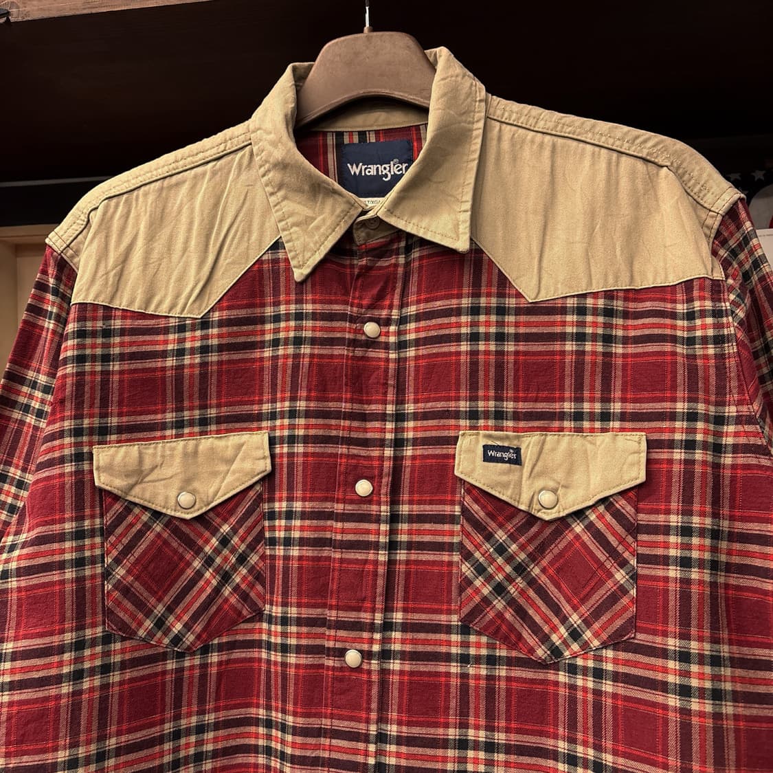 90s 랭글러 타이니 타탄체크 웨스턴 코튼 워크셔츠 N1036 상품이미지3