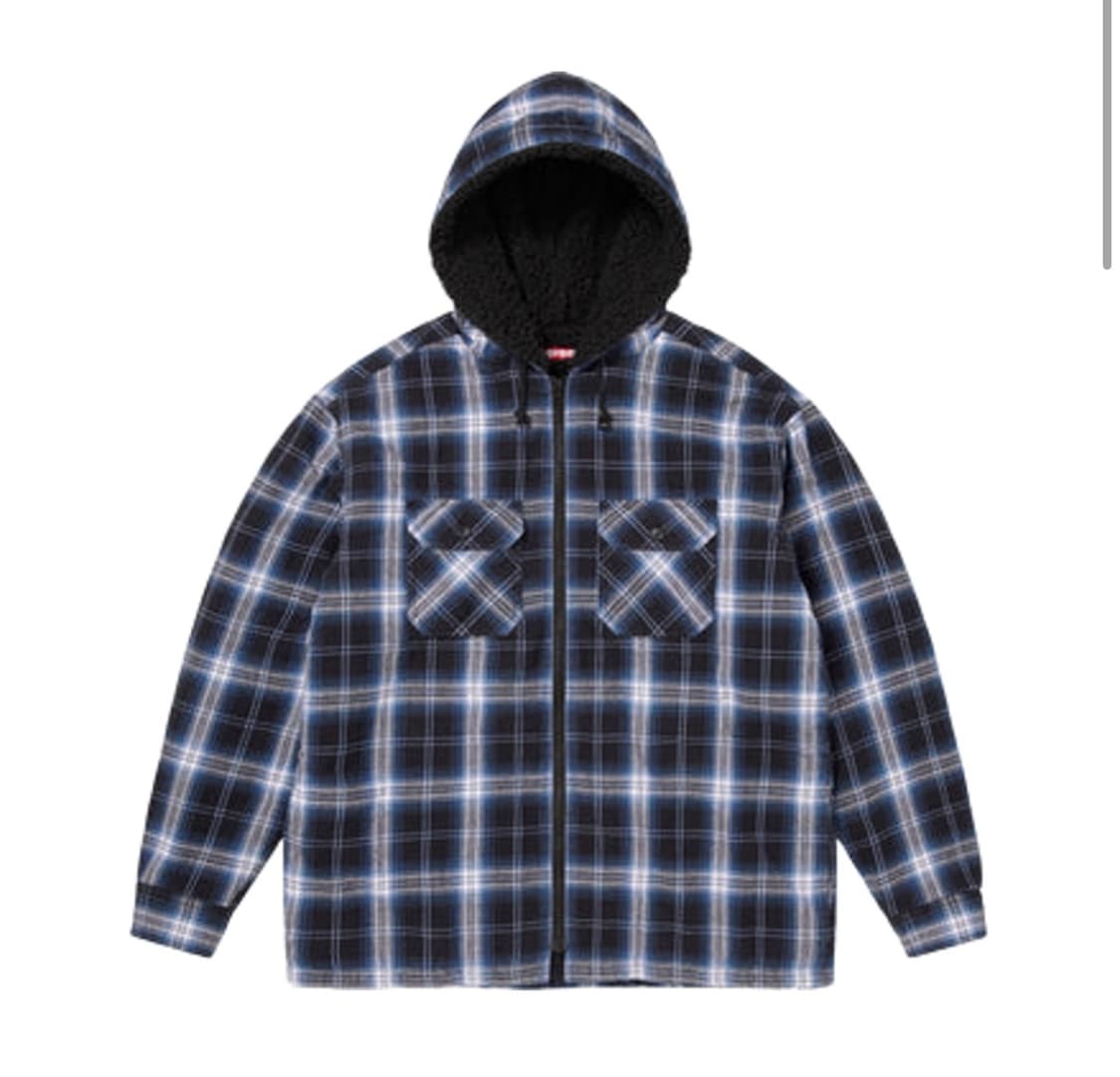 슈프림 라인드 집업 후드 플란넬 셔츠 블랙 xl 상품이미지1