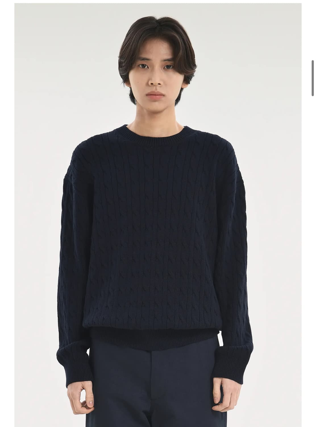 (5)브라운야드 캐시미어 케이블 니트 다크네이비 상품이미지1