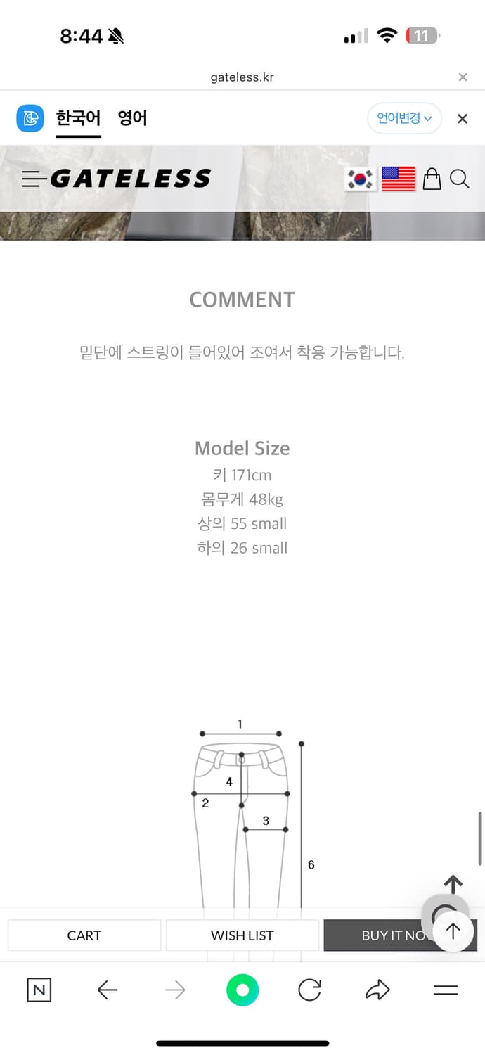 게이트리스 팬츠 제니 착용 상품이미지6
