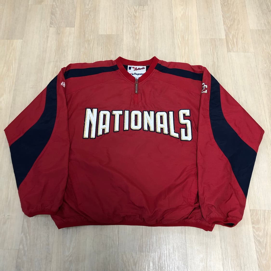 (L) 마제스틱 Majestic 워싱턴 내셔널스 하프집업 웜업 아노락 져 상품이미지1