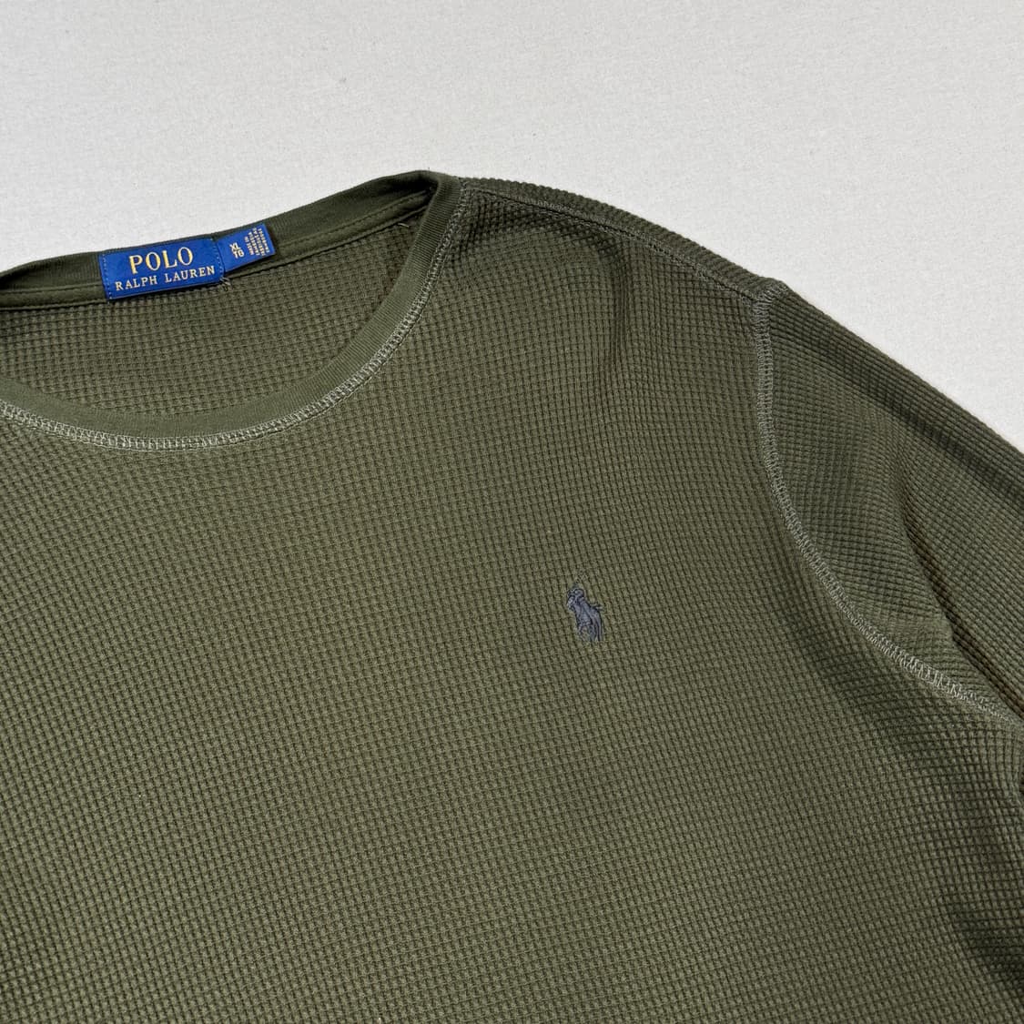 XL) 폴로 랄프로렌 올리브 써멀 와플티 라운드넥 티셔츠 상품이미지4