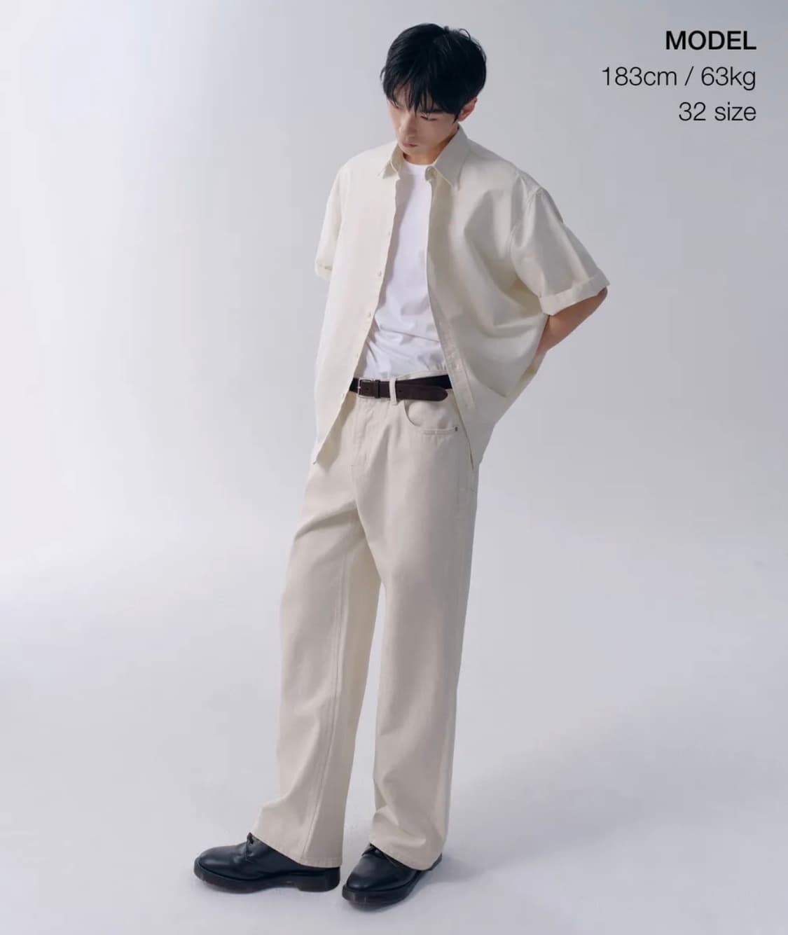 무신사스탠다드 와이드 데님 팬츠 크림 32 상품이미지2