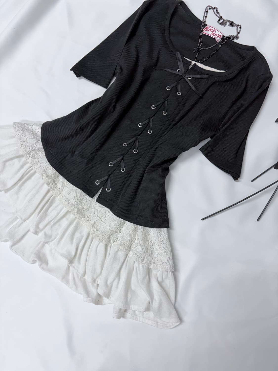 블랙 앤 화이트 데일리 공겜여주 리본 미니코디🖤🖤 상품이미지4