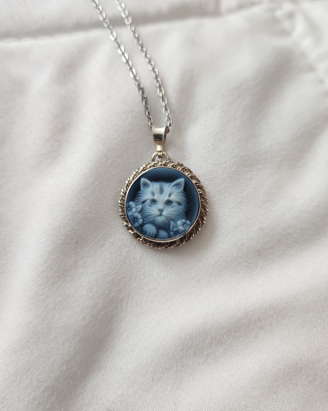 고양이 아게이트 카메오 브로치 펜던트 목걸이 상품이미지1