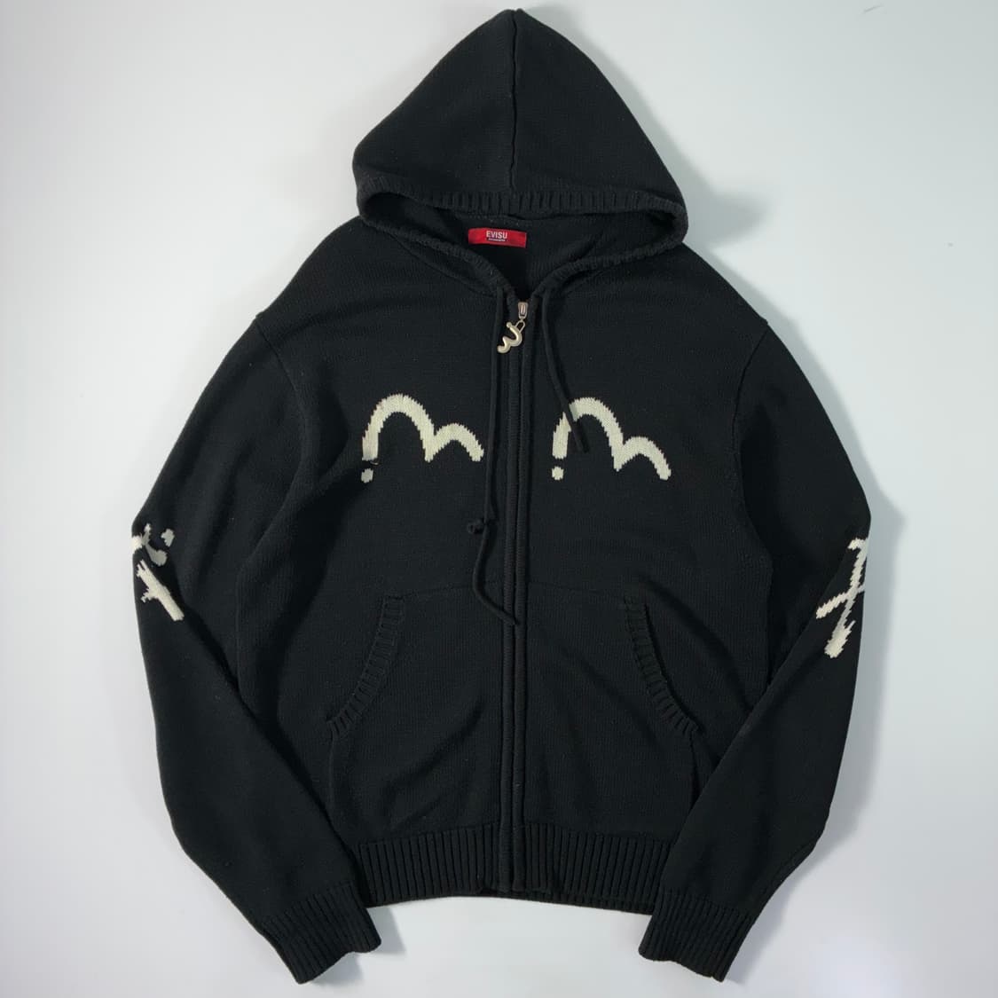 Evisu 에비수 90‘s 다이콕 블랙 니트 후드 자켓 상품이미지1