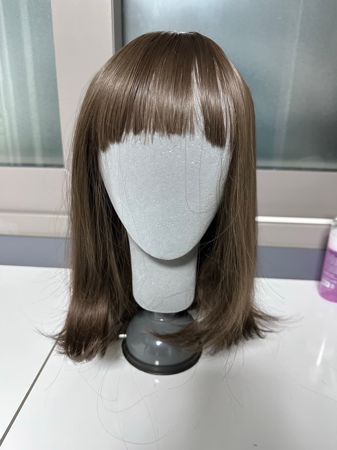 C컬 세미롱단발 라이트브라운 인조모+가발망 1개 상품이미지1