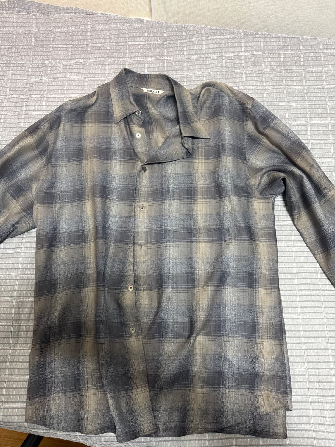오라리 슈퍼 라이트 울 체크 셔츠 차콜 그레이 체크 - 24AW 상품이미지4