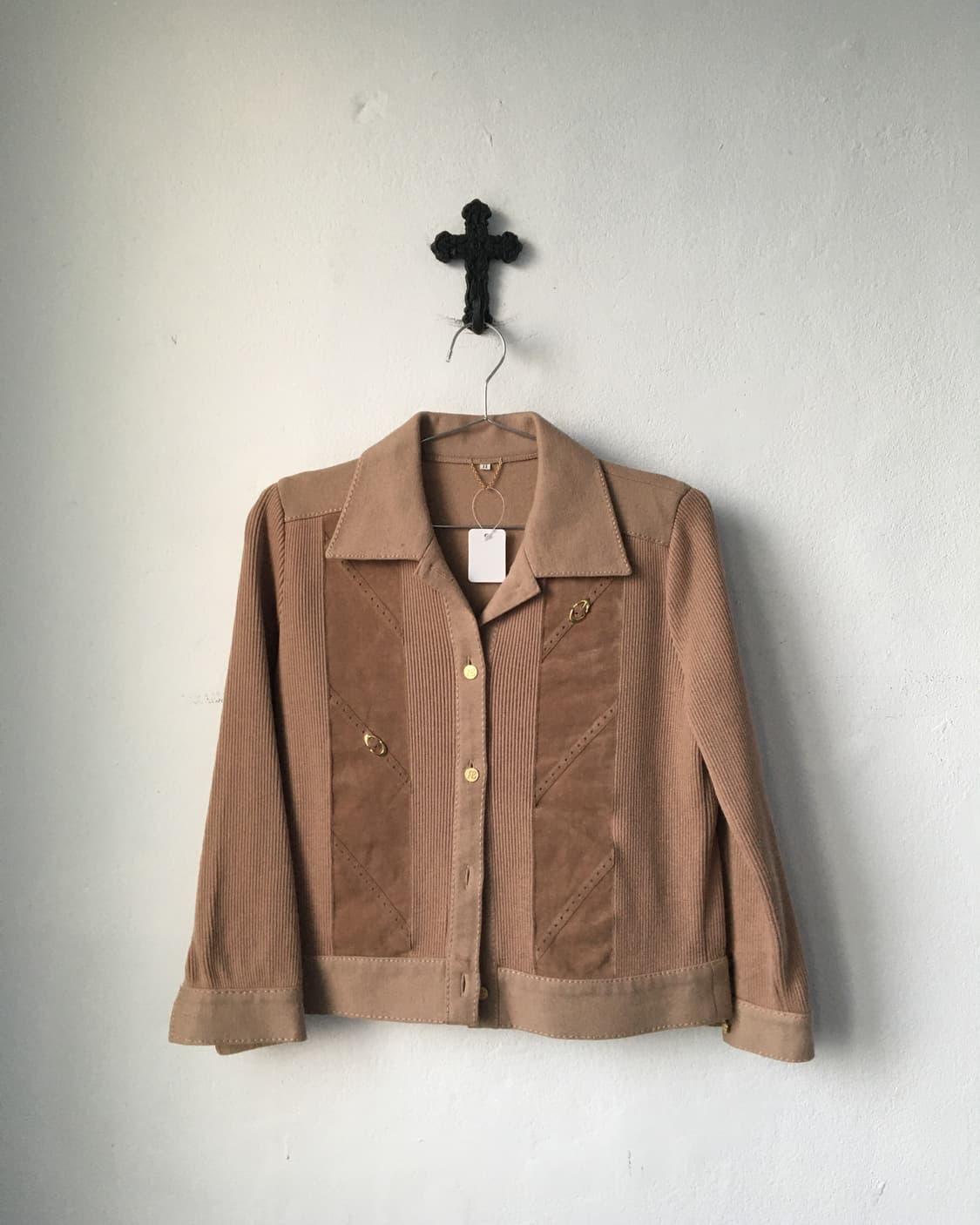 Suede layered ribbed knit zip up 상품이미지2