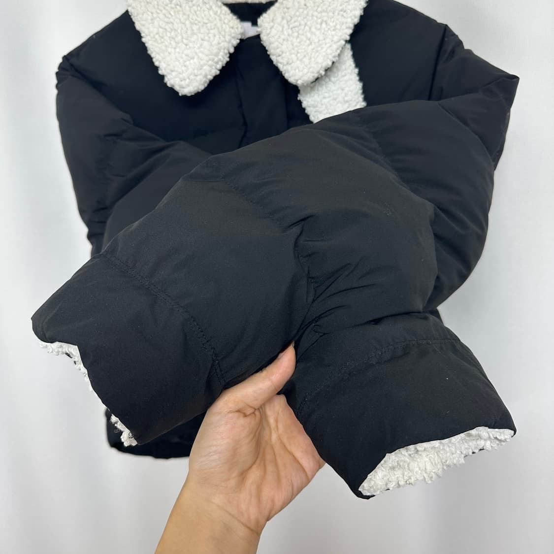 키르시 여자 크롭 패딩 오리털 검정 1 (44-55추천)  상품이미지6