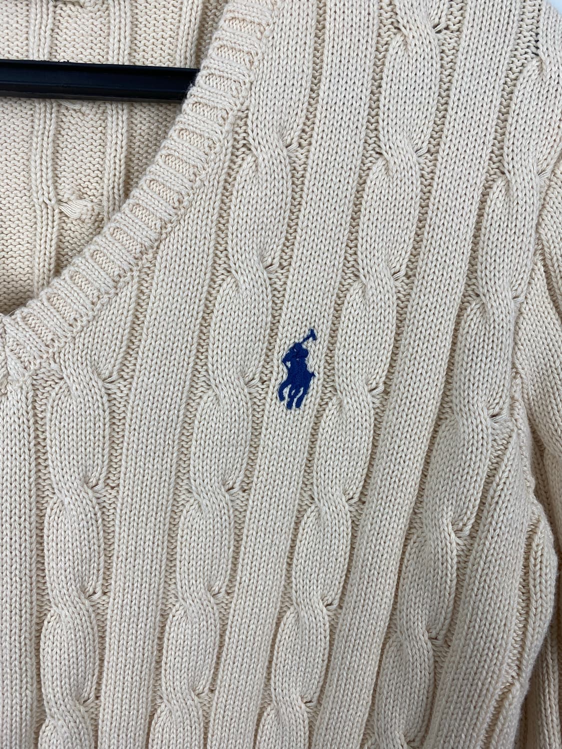 폴로 랄프로렌 아이보리 꽈배기 브이넥 니트 S 상품이미지3