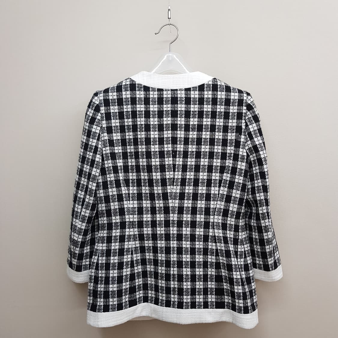 모조에스핀 2023 체크 트위드 노카라 자켓 S사이즈 상품이미지5