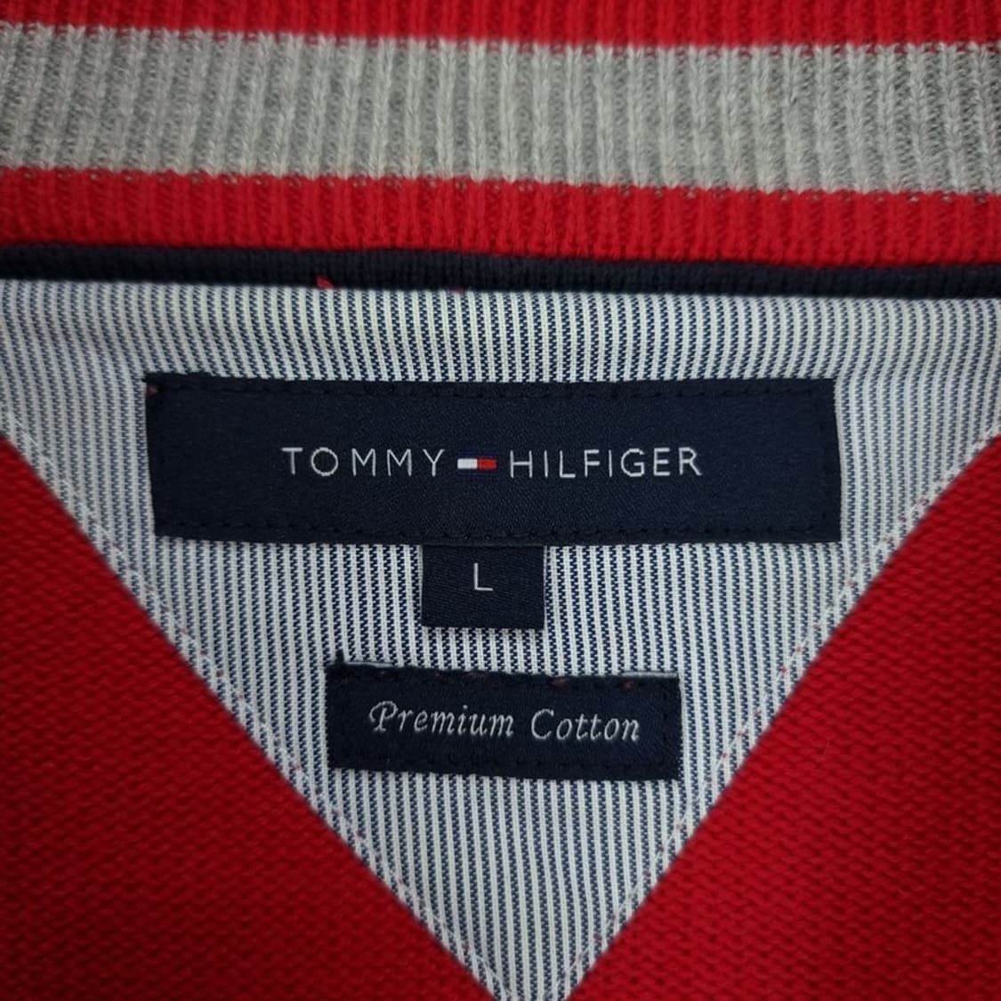 [타미힐피거] 스몰 로고 자수 니트 집업 가디건 레드 M19291 상품이미지7