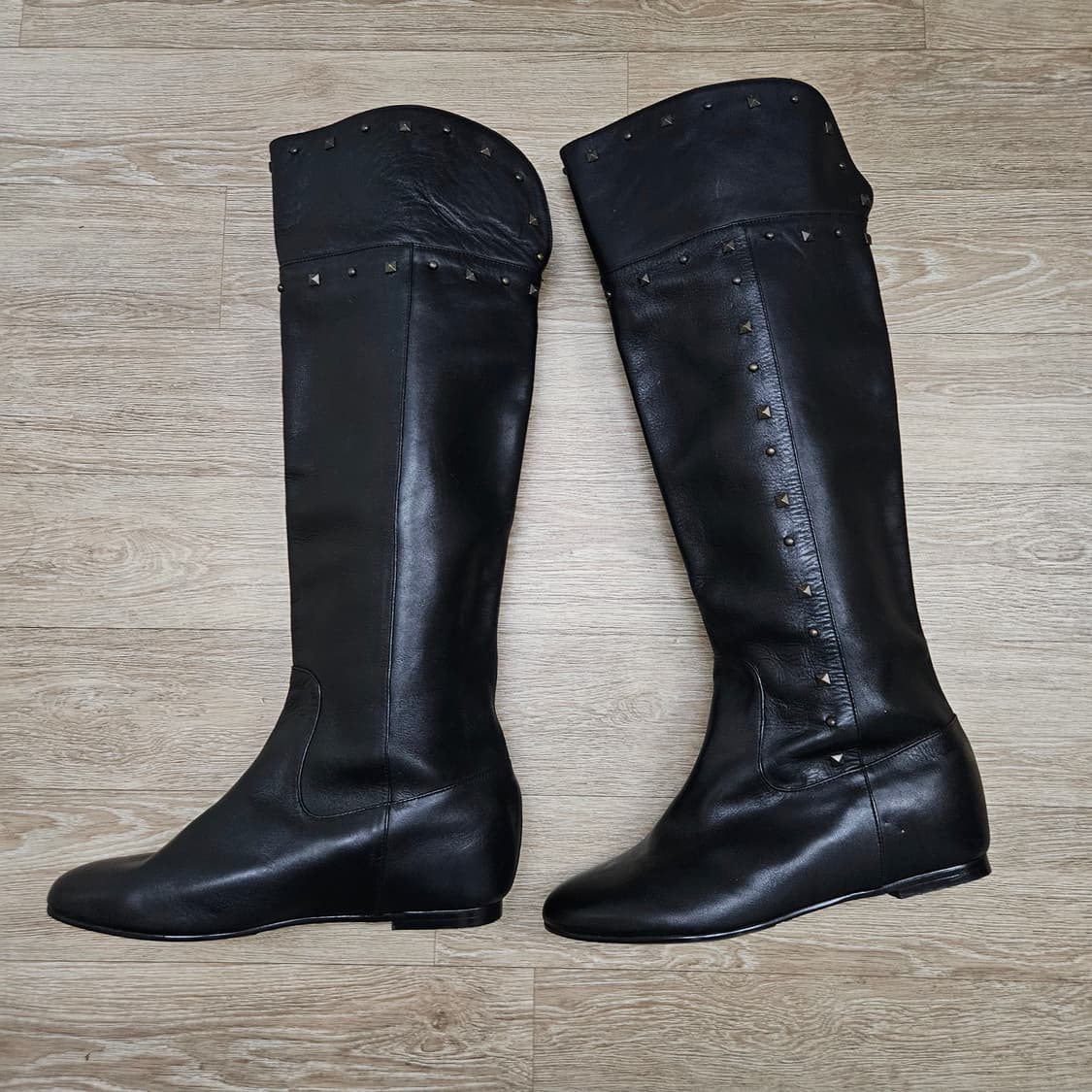 미착용) 에스콰이어 스터드 가죽 롱부츠 245 상품이미지2