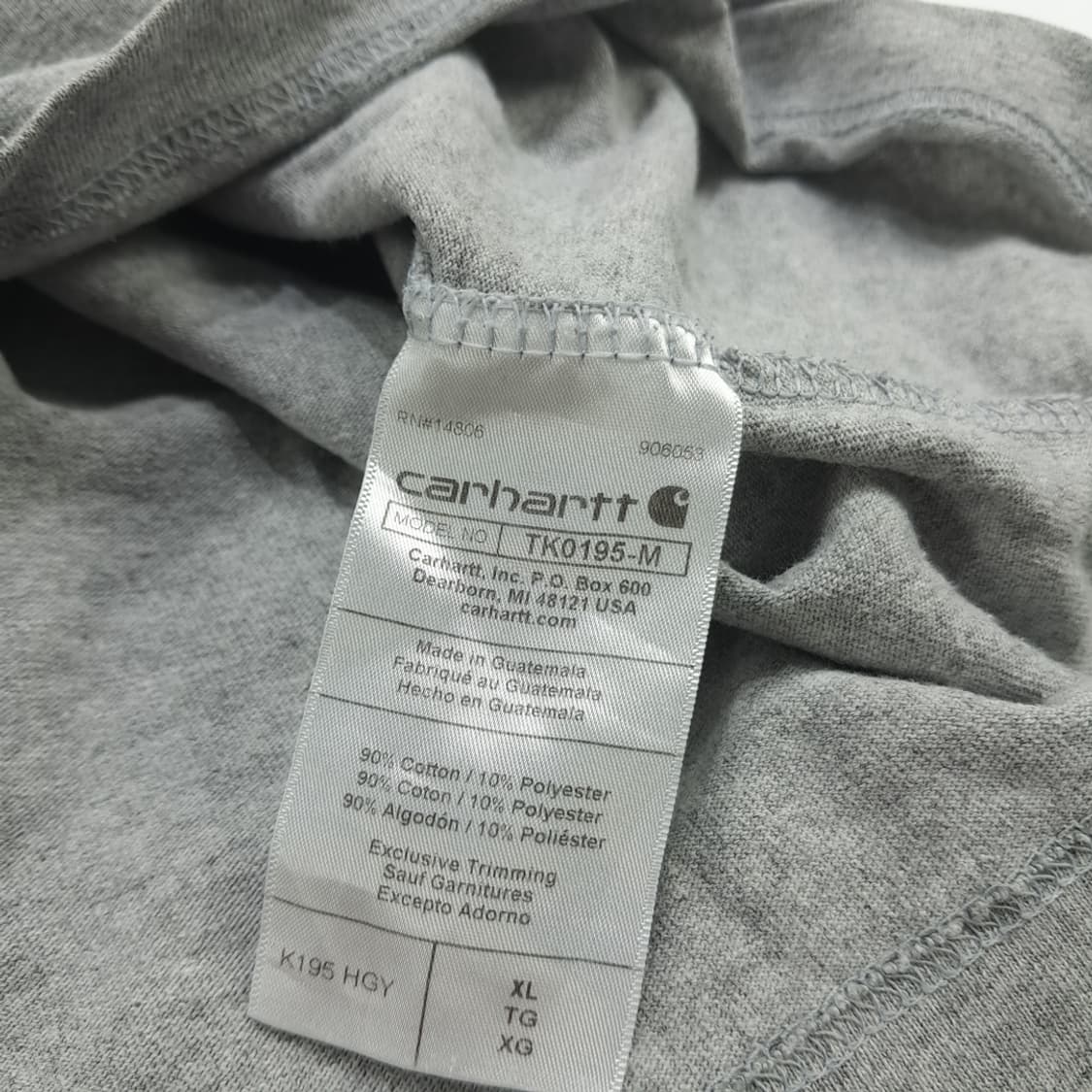 Co625 XL 칼하트 그레이 루즈핏 반팔 티셔츠 상품이미지5