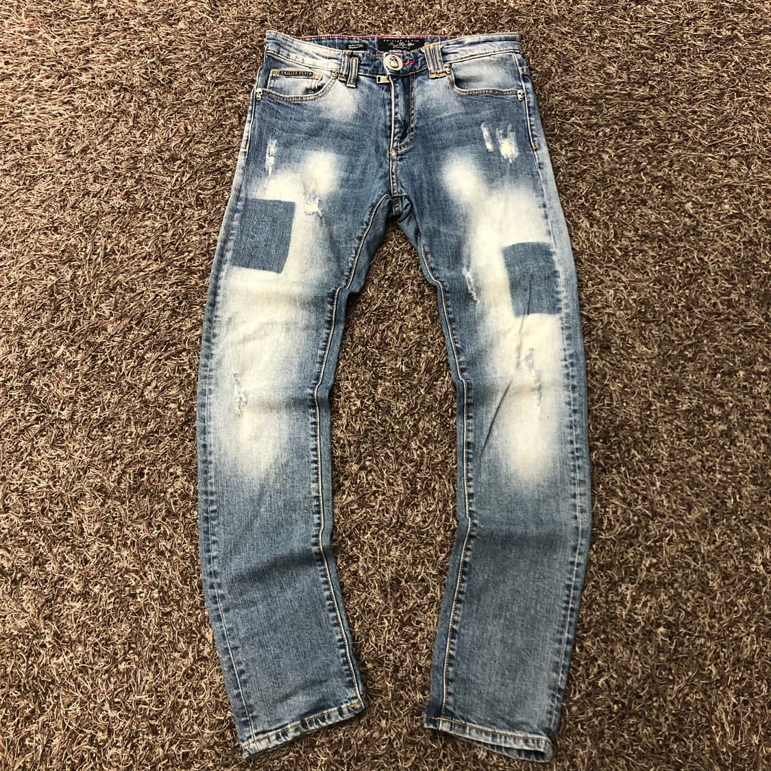 필립플레인 패치 워싱 스컬 데님 팬트 상품이미지1