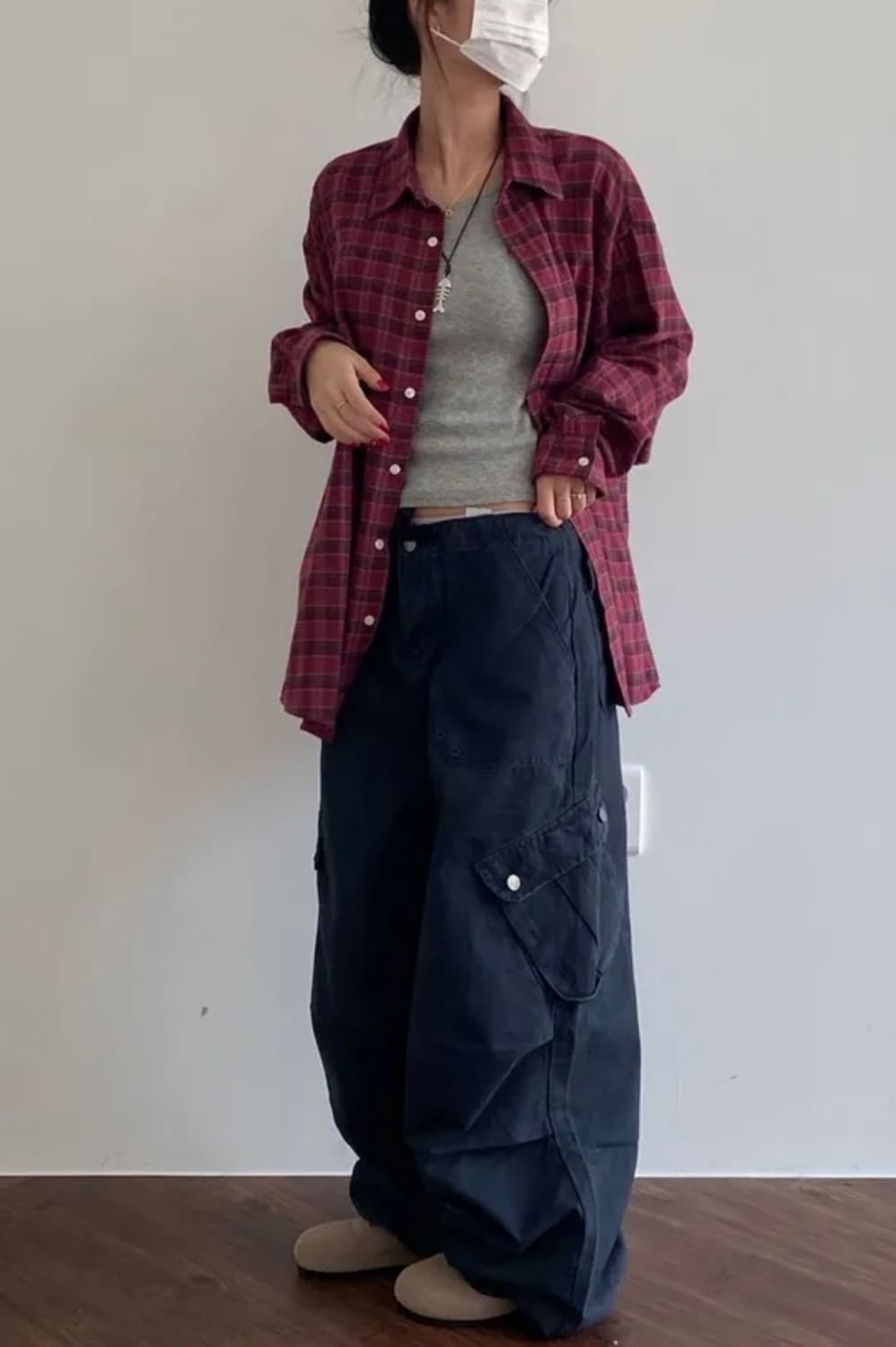 체크셔츠 카고팬츠 set 상품이미지1