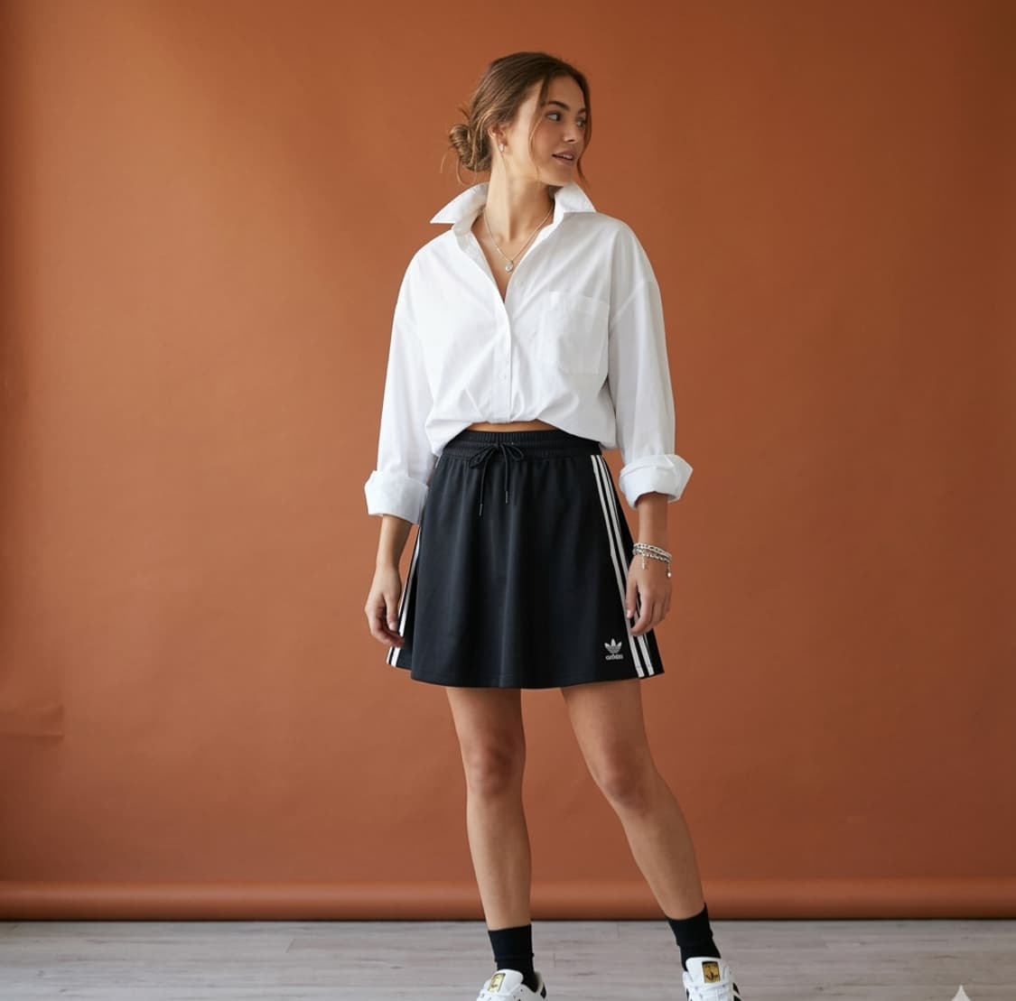 아디다스 오리지널삼선 스트라이프 미니 스커트 블랙 상품이미지9
