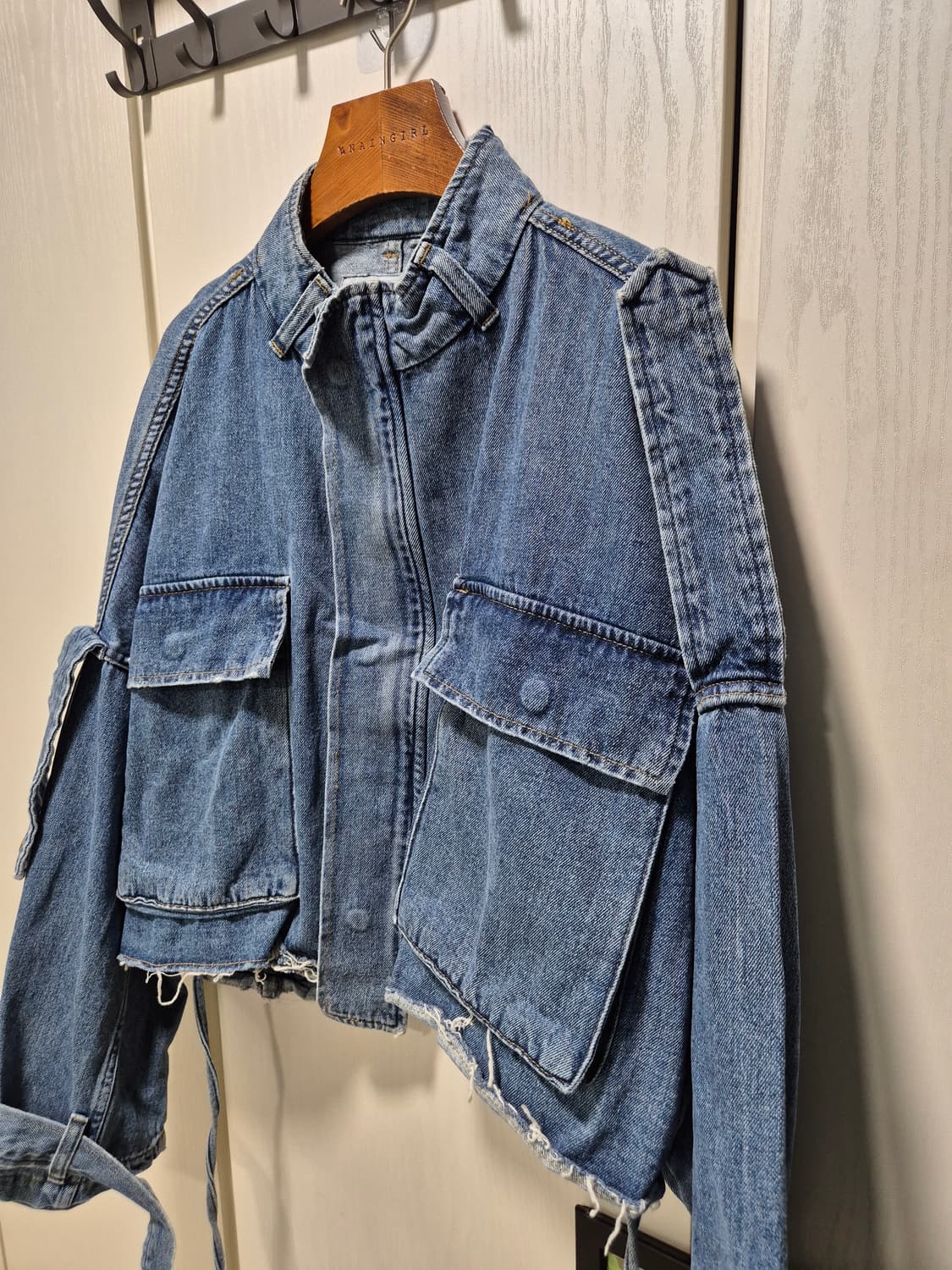 (세일)(새상품)아수라백작 디자인 데님 크롭 자켓 상품이미지4