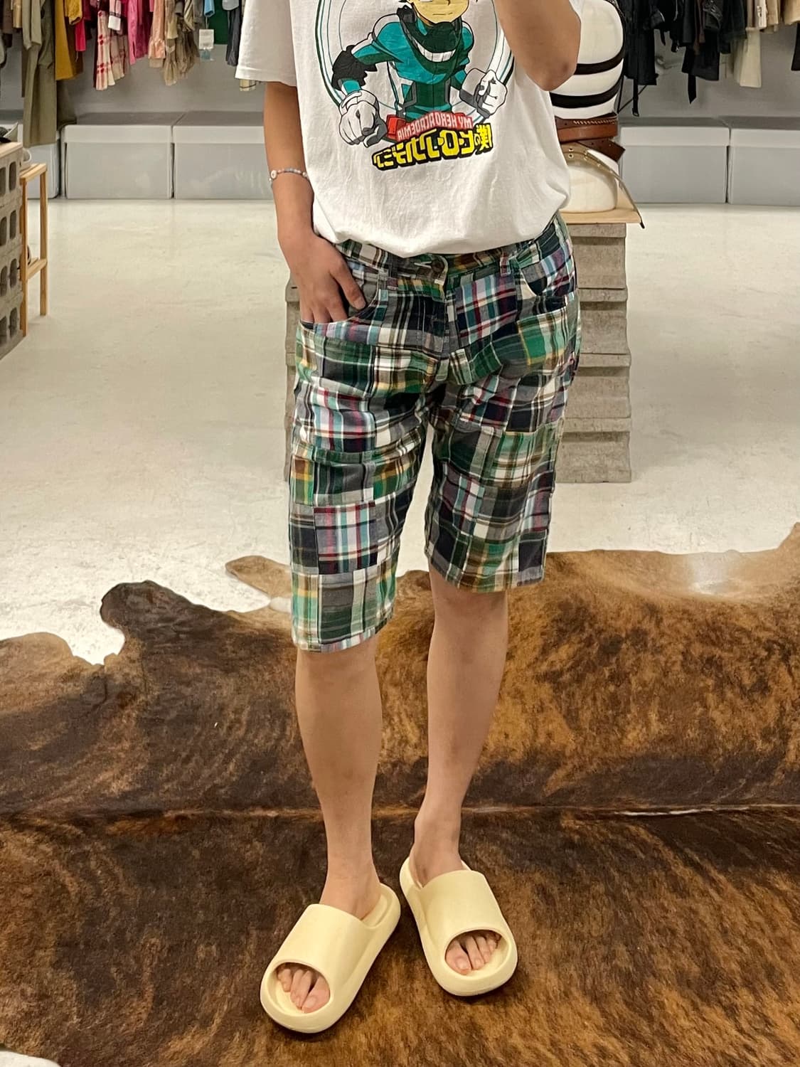  BEAMS PLUS madras check patch work half 상품이미지2