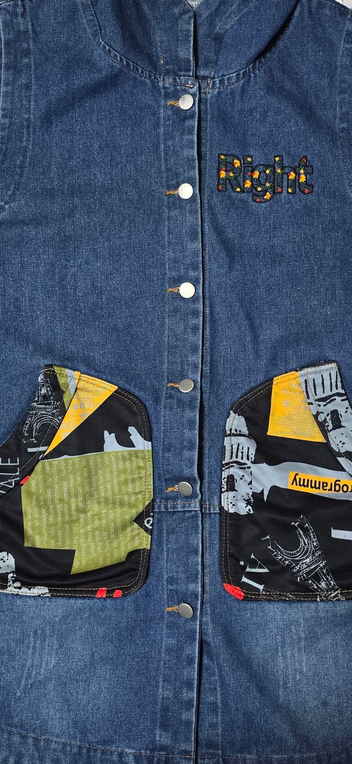 후드 데님 패치워크 조끼 XL 상품이미지3