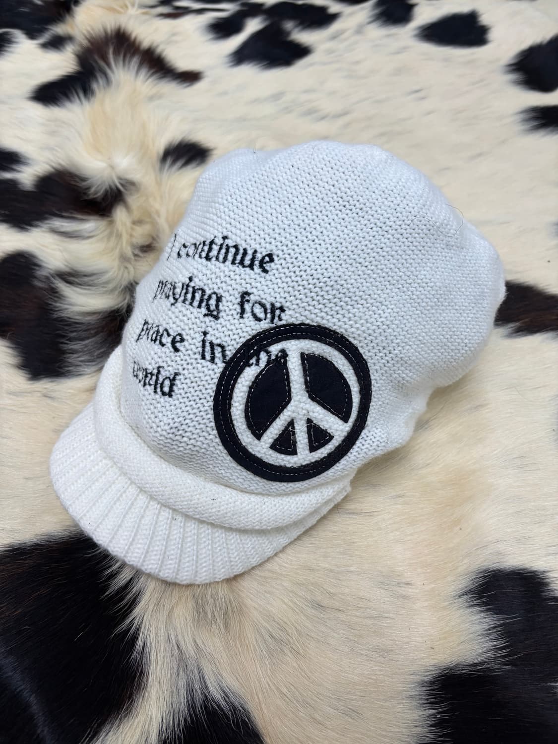 Y2K Lettering White Knit Cap Size   FREE 상품이미지1