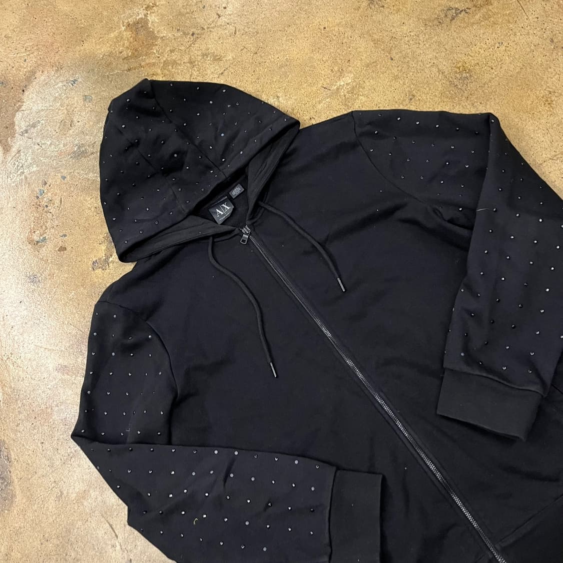 [정품/XL] A|X 아르마니 익스체인지 블랙 후드집업 스톤 장식 b17 상품이미지1