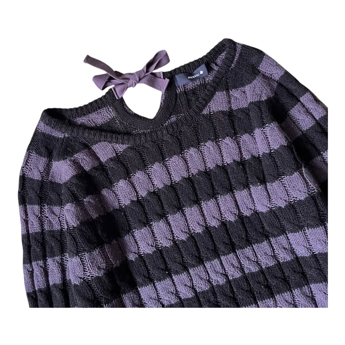 Japanese Vintage . 스트라이프 꽈배기 리본니트 상품이미지2