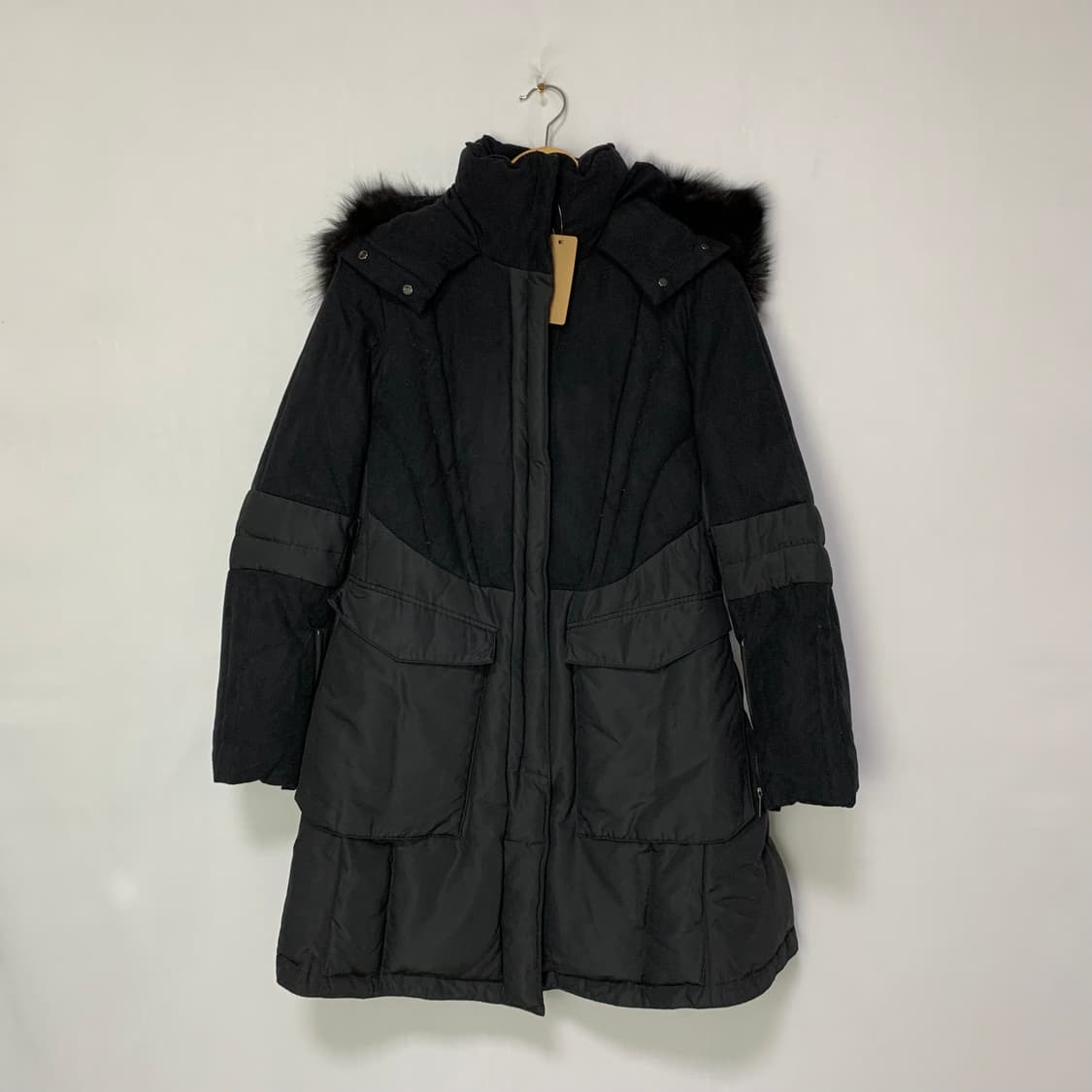한섬 타임 빈티지 폭스 퍼 후드 롱 패딩 점퍼 여성 85 사이즈 상품이미지1