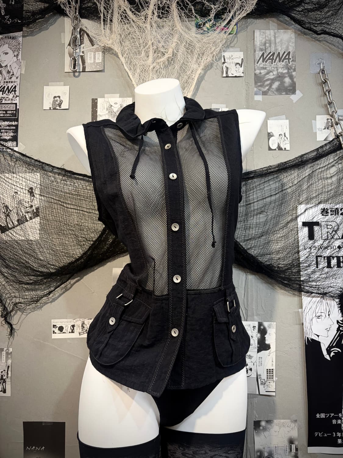 Gothic eyelet snap mesh vest  상품이미지4