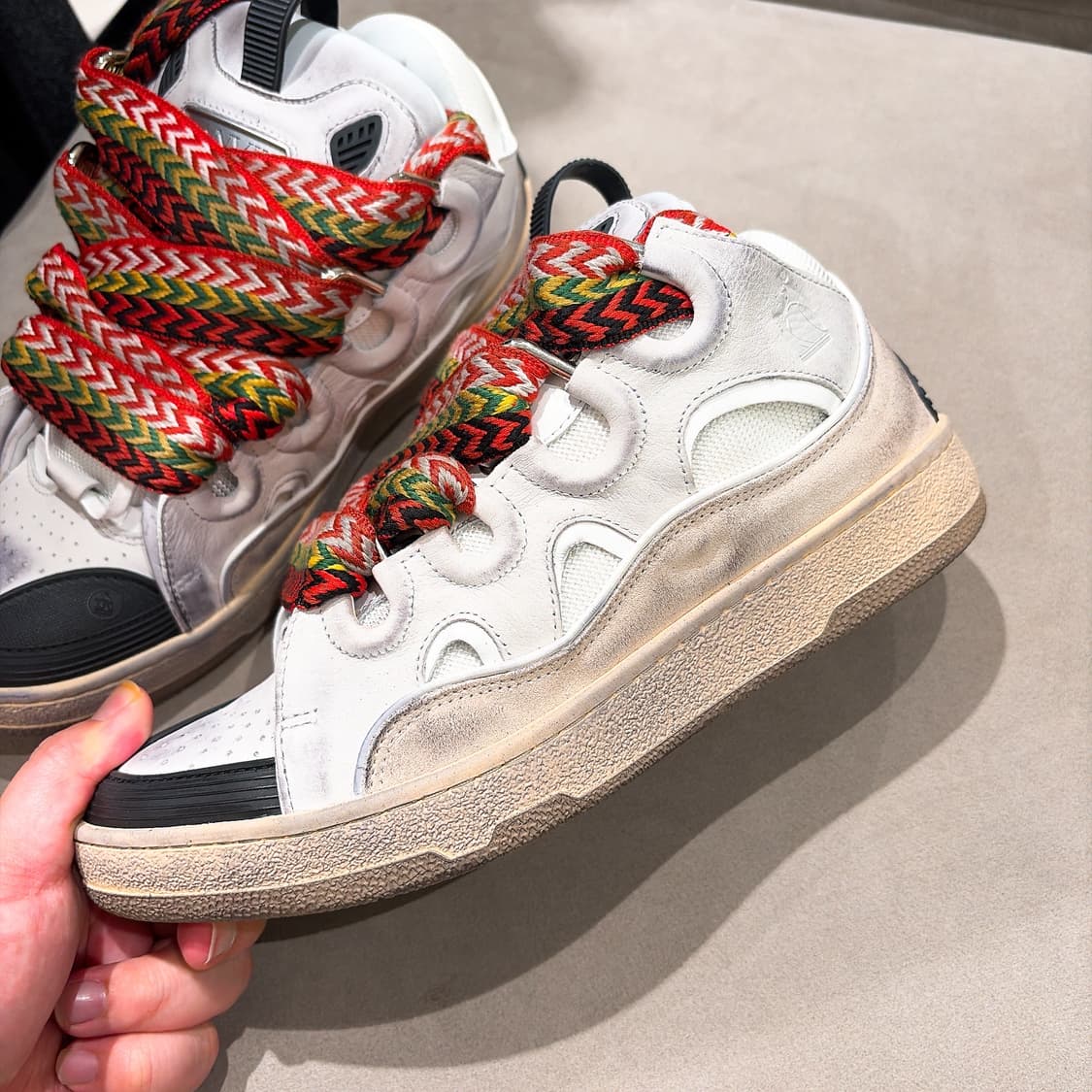 (정품/새상품) LANVIN 랑방 남성 빈티지 화이트 커브 스니커즈 상품이미지3