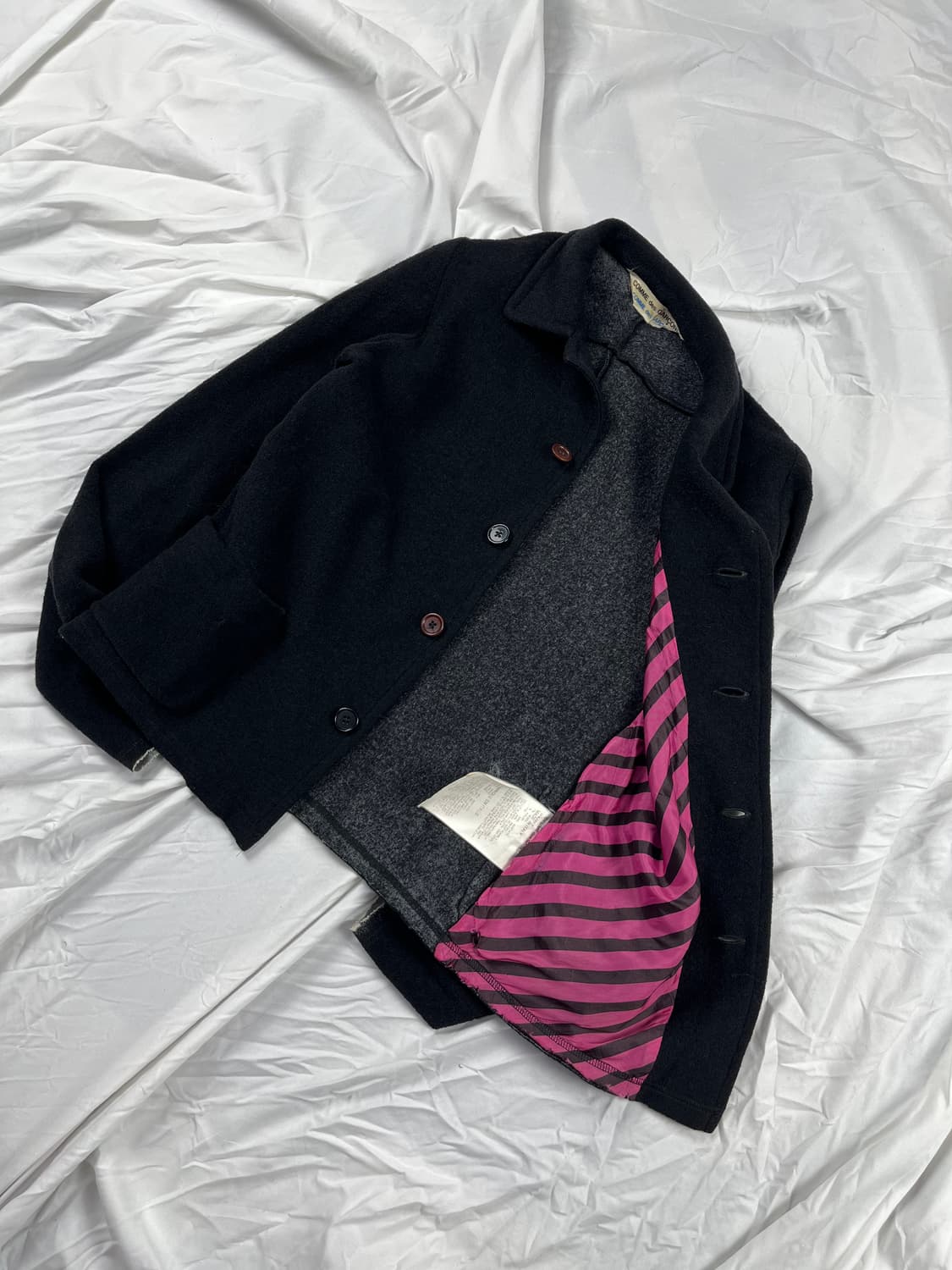 90s Comme des Garcons 축용울  소매 디스커팅 셔츠 자켓 상품이미지1