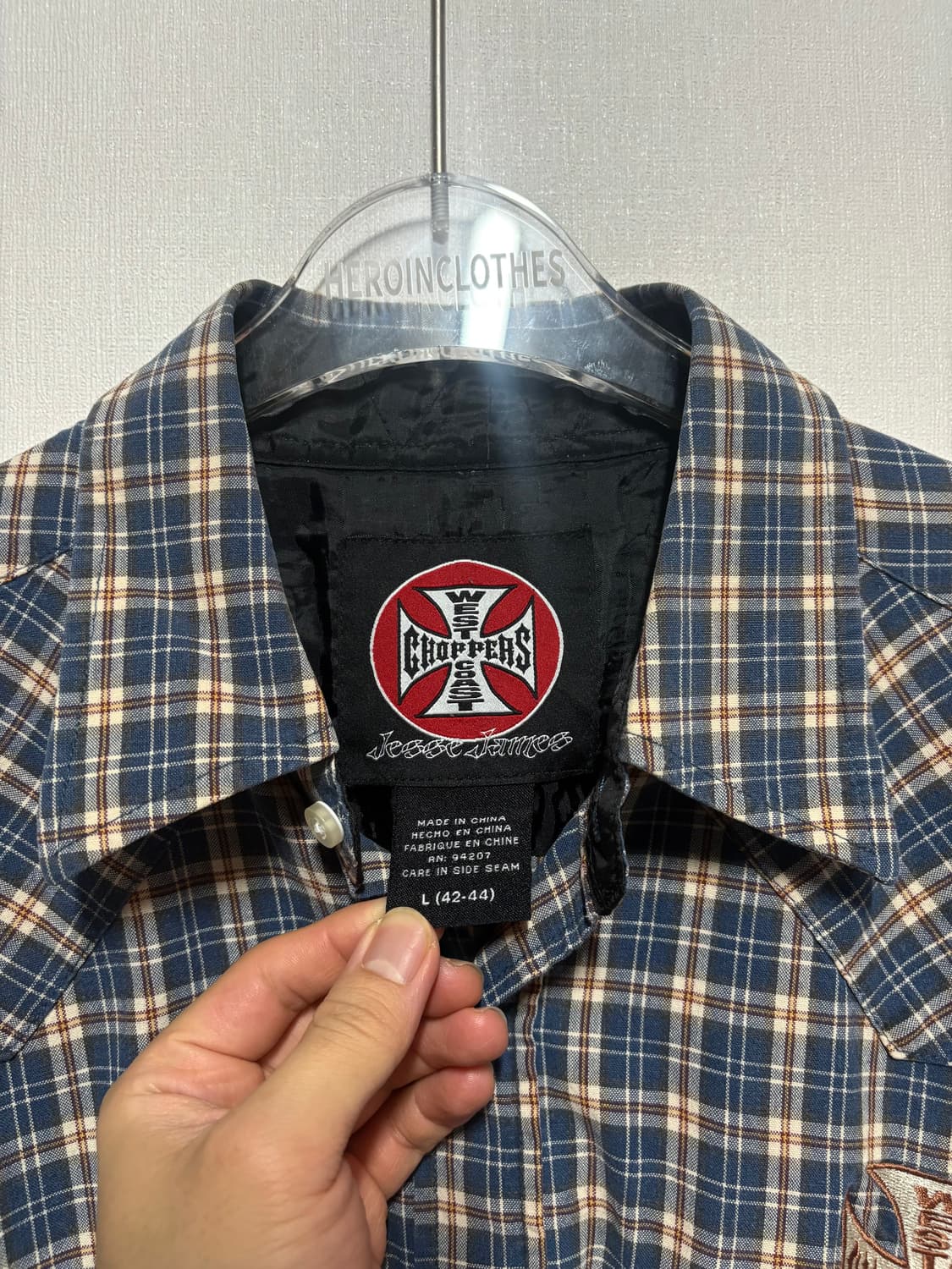 [L] 90's West Coast Choppers 웨스턴 체크 셔츠 상품이미지5