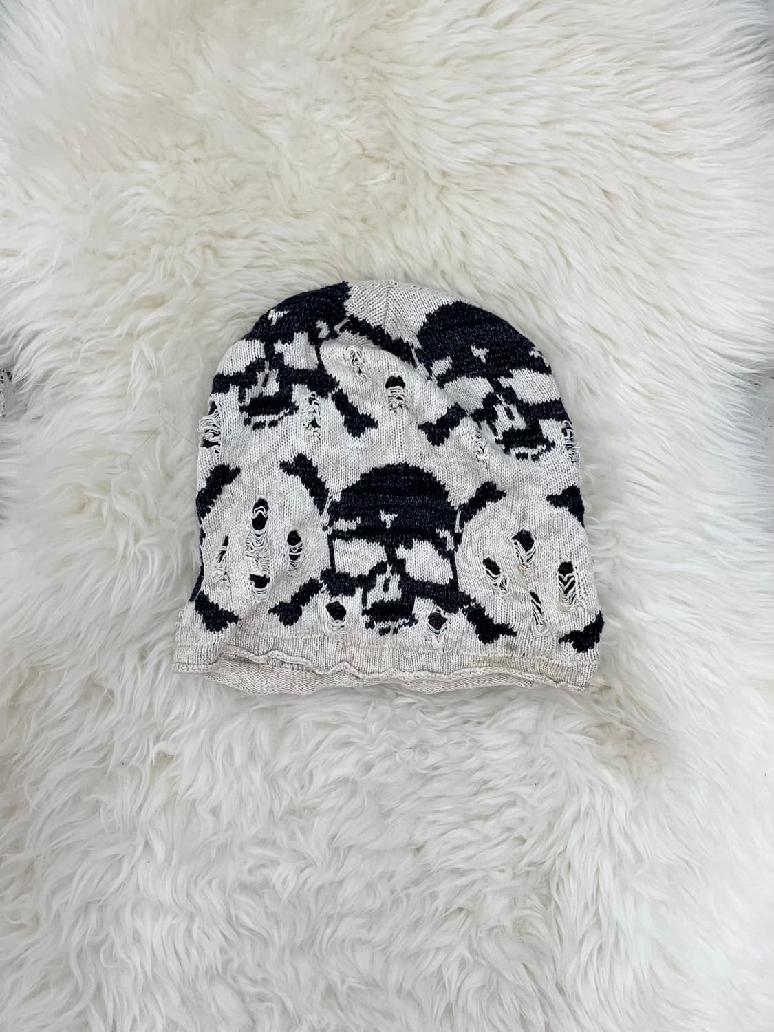 펑크 스컬 데미지 루즈 비니💀 상품이미지3