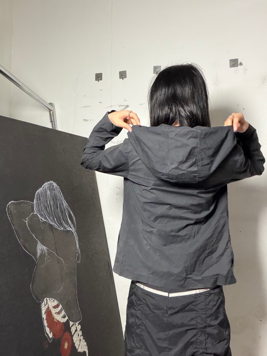 jill stuart 블랙 빅 후드 고딕 자켓 S 상품이미지6