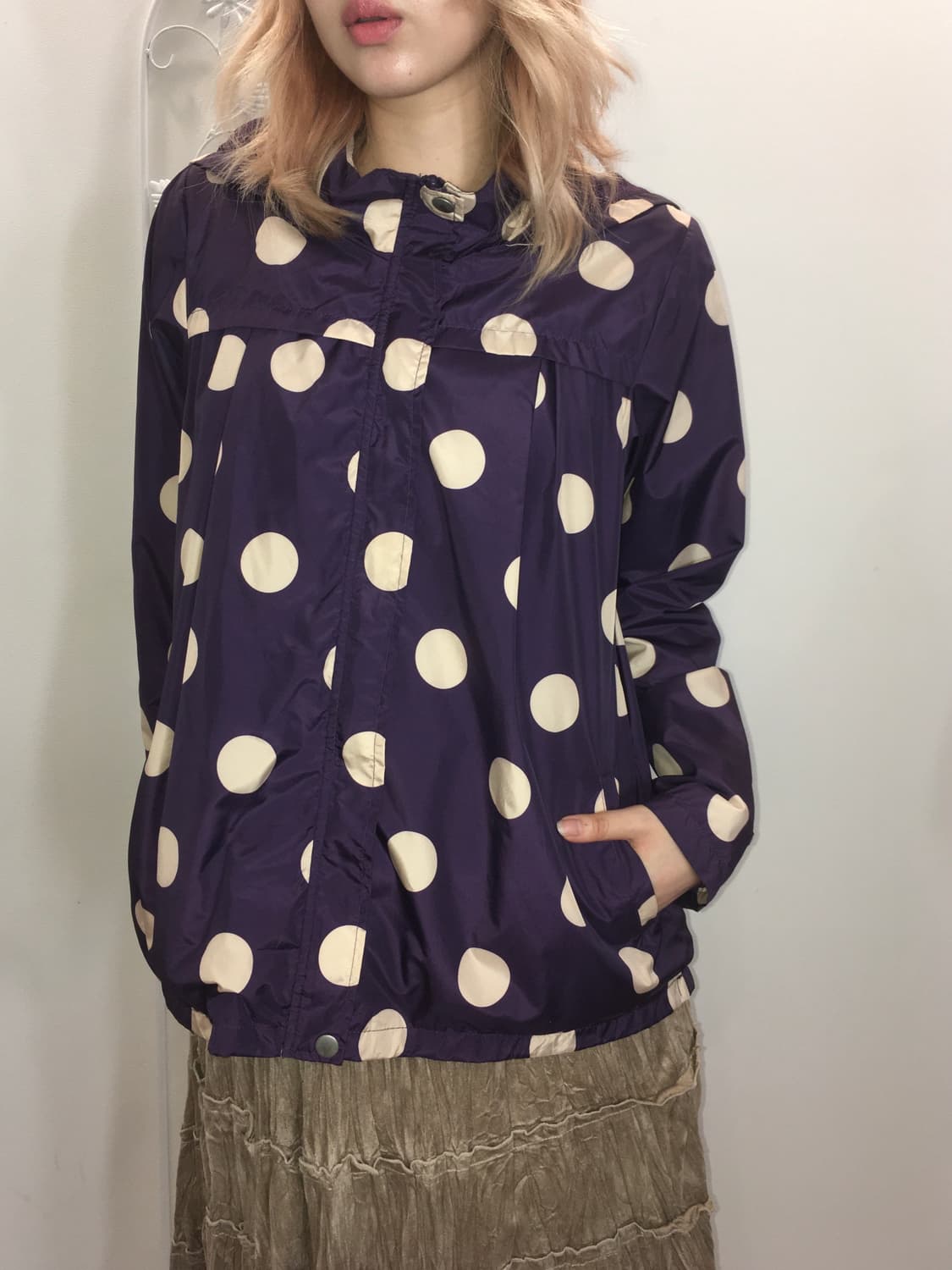 jpn vintage purple polka dot windbreaker 상품이미지5