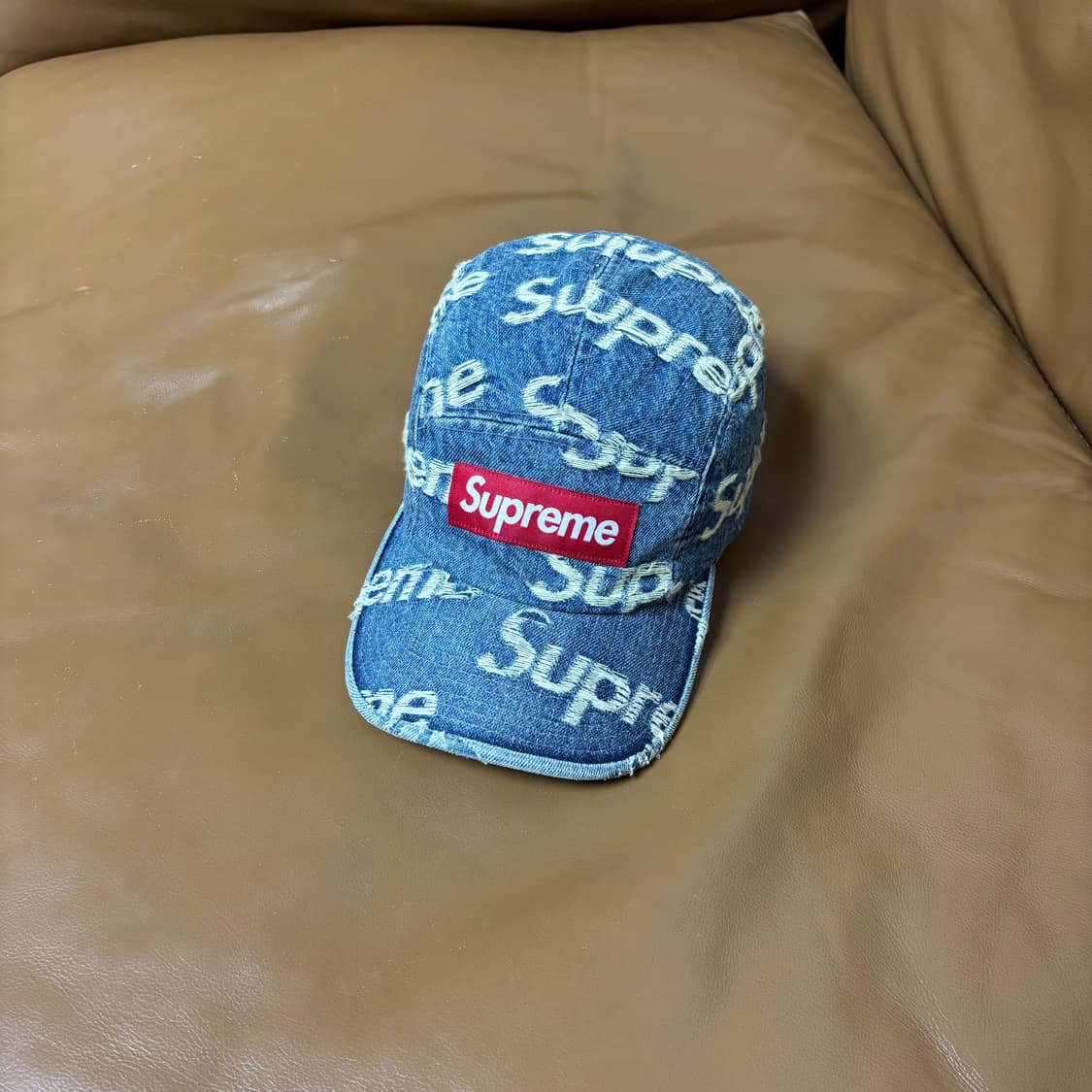슈프림 캠프캡 모자 박스로고 21SS 프레이드 데님 상품이미지1