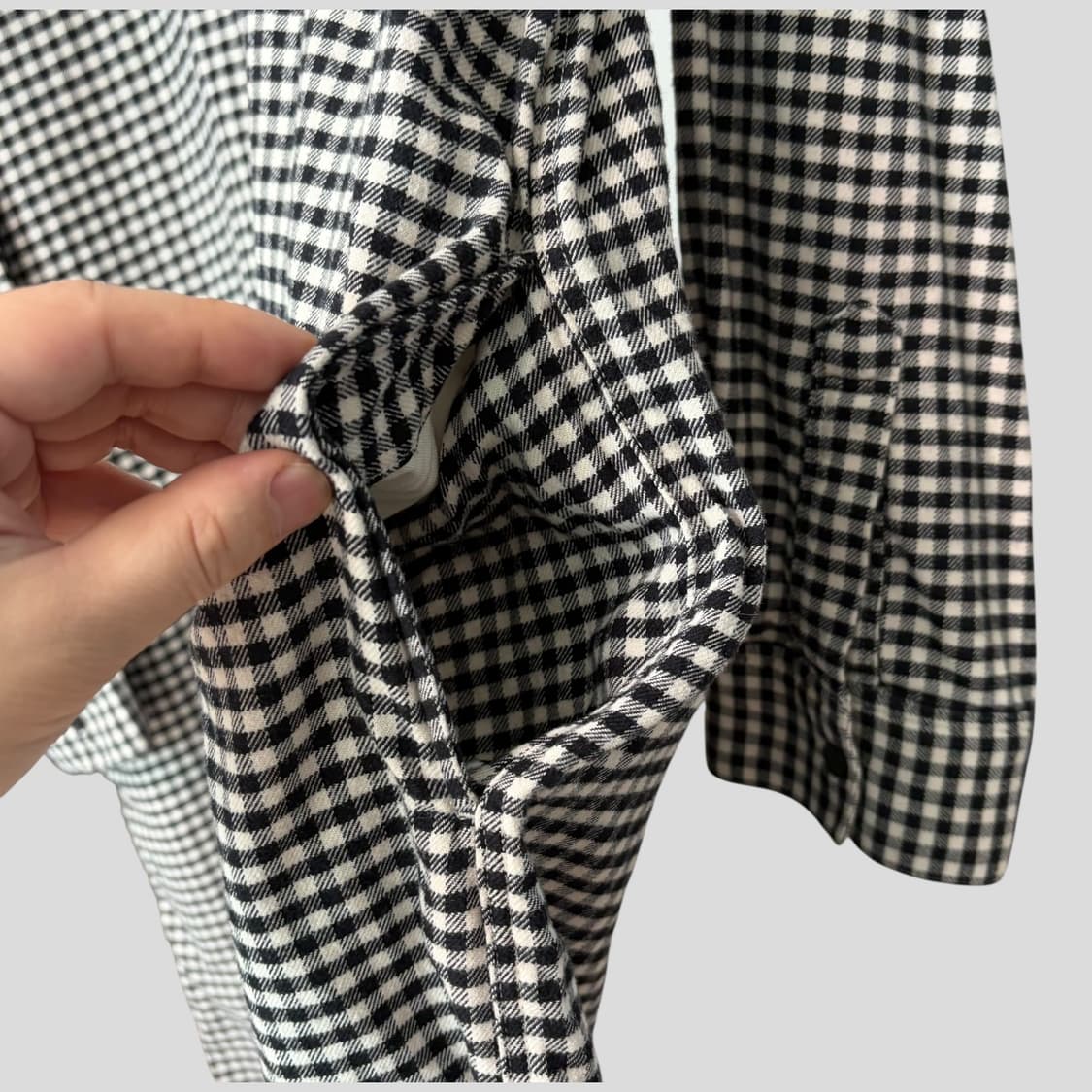 (여성L-XL)무인양품 깅엄체크 롱 셔츠 원피스 상품이미지5