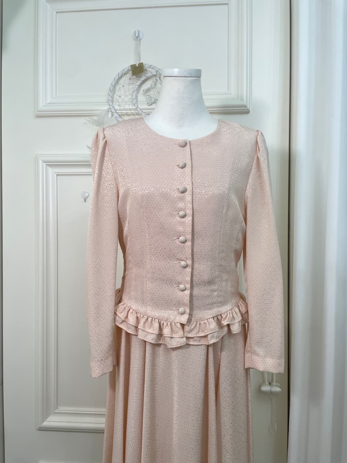 coral pink silver dot ruffle jacket opc 상품이미지4