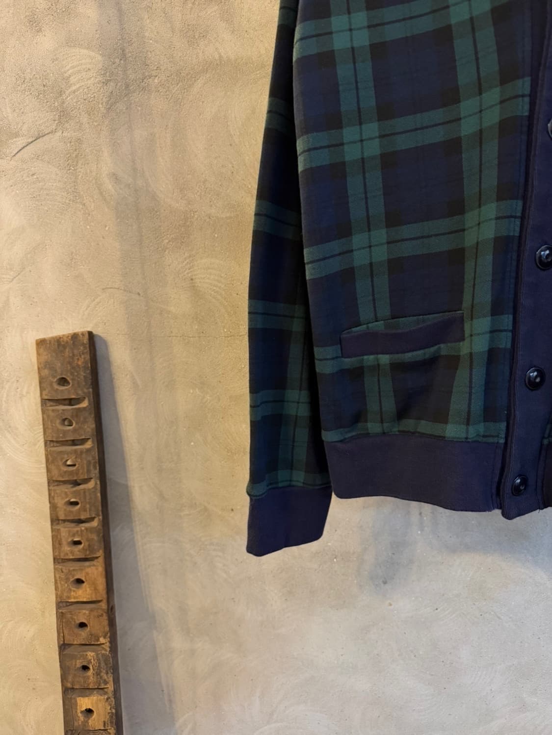 BEAMS 빔즈 숄칼라 블랙와치 가디건 100 상품이미지4