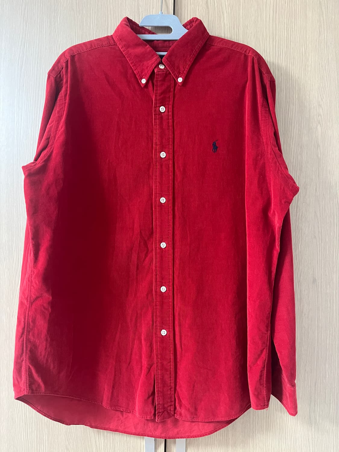 폴로 랄프로렌 코듀로이 셔츠 L 레드 커스텀핏 상품이미지1