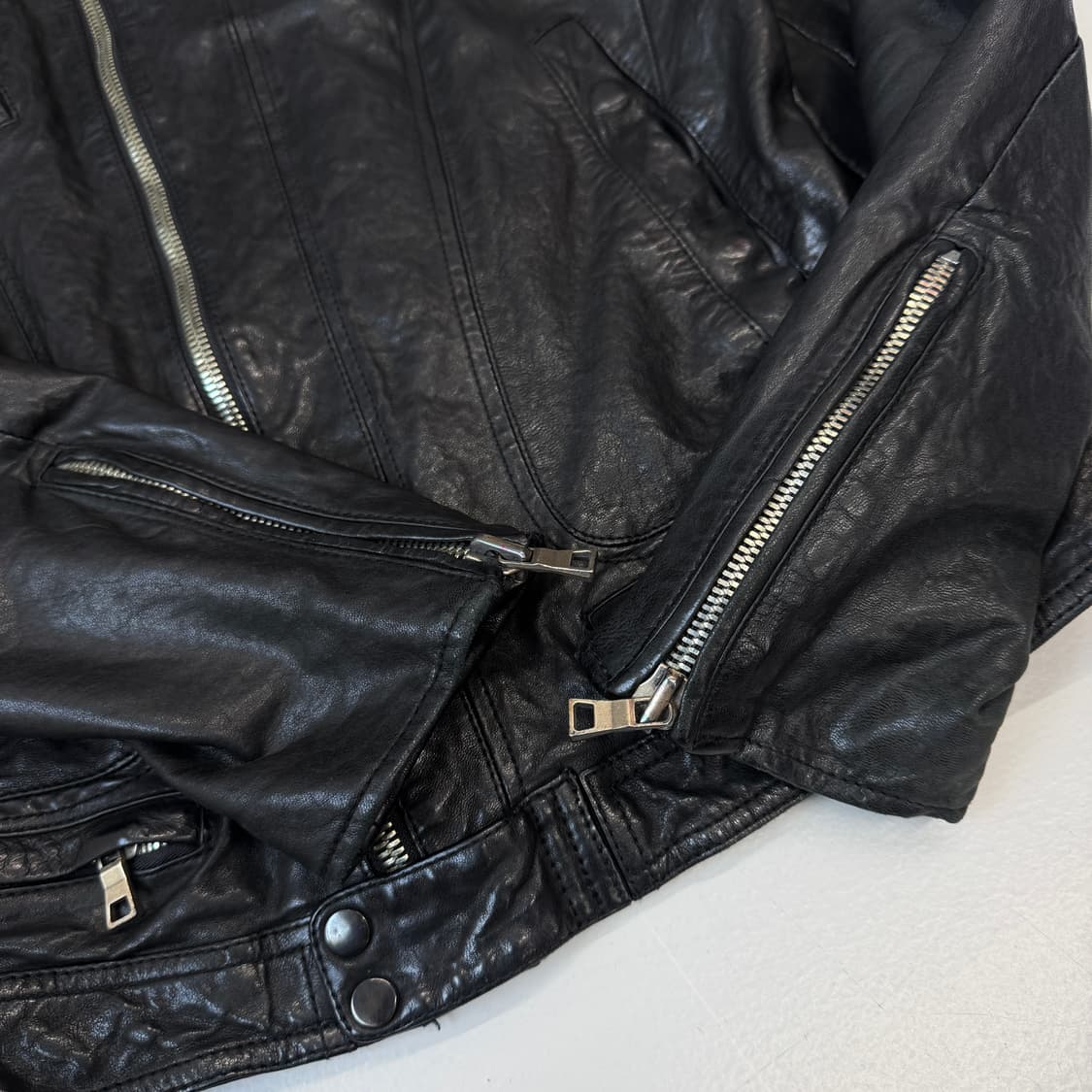 시스템 사선 바이커 리얼레더 릭오웬스맛 양가죽 자켓 상품이미지6