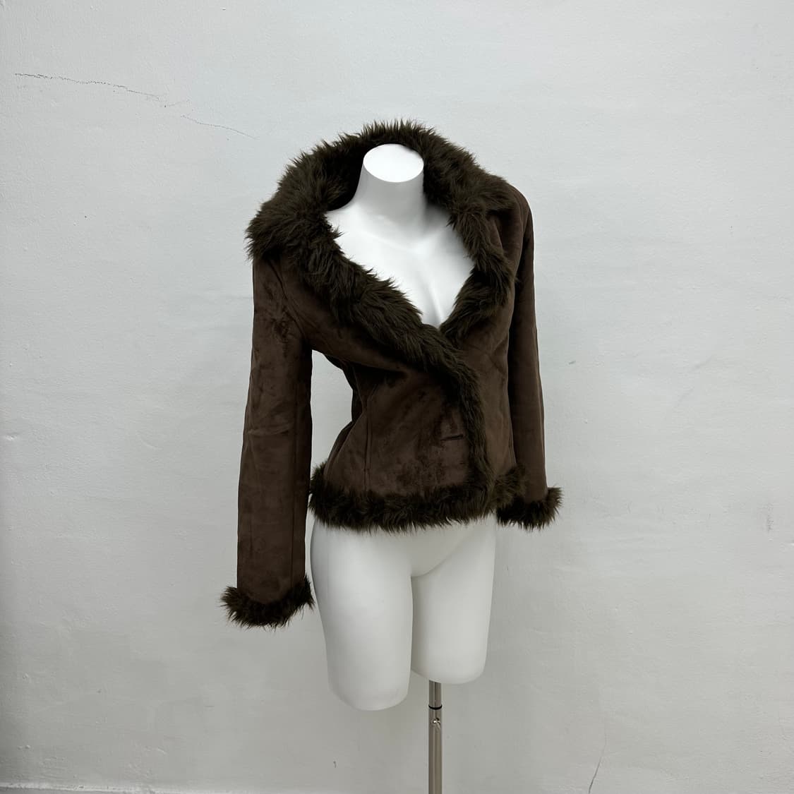 brown fur trimming jacket 상품이미지1