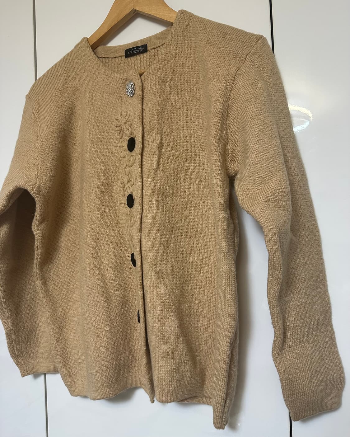 Smilly 베이지색 울100가디건 상품이미지3