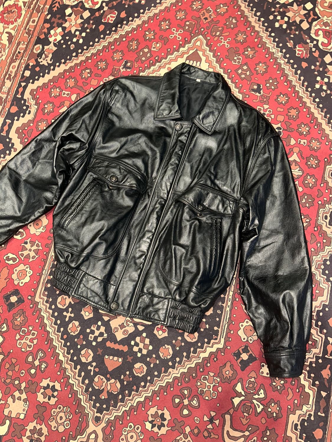 ( L-XL ) 가죽자켓 봄버자켓 레더자켓 소가죽. 빈티지가죽 상품이미지5