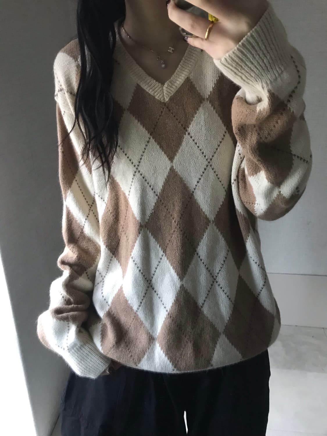 폴로 아가일 오버핏 니트 상품이미지3