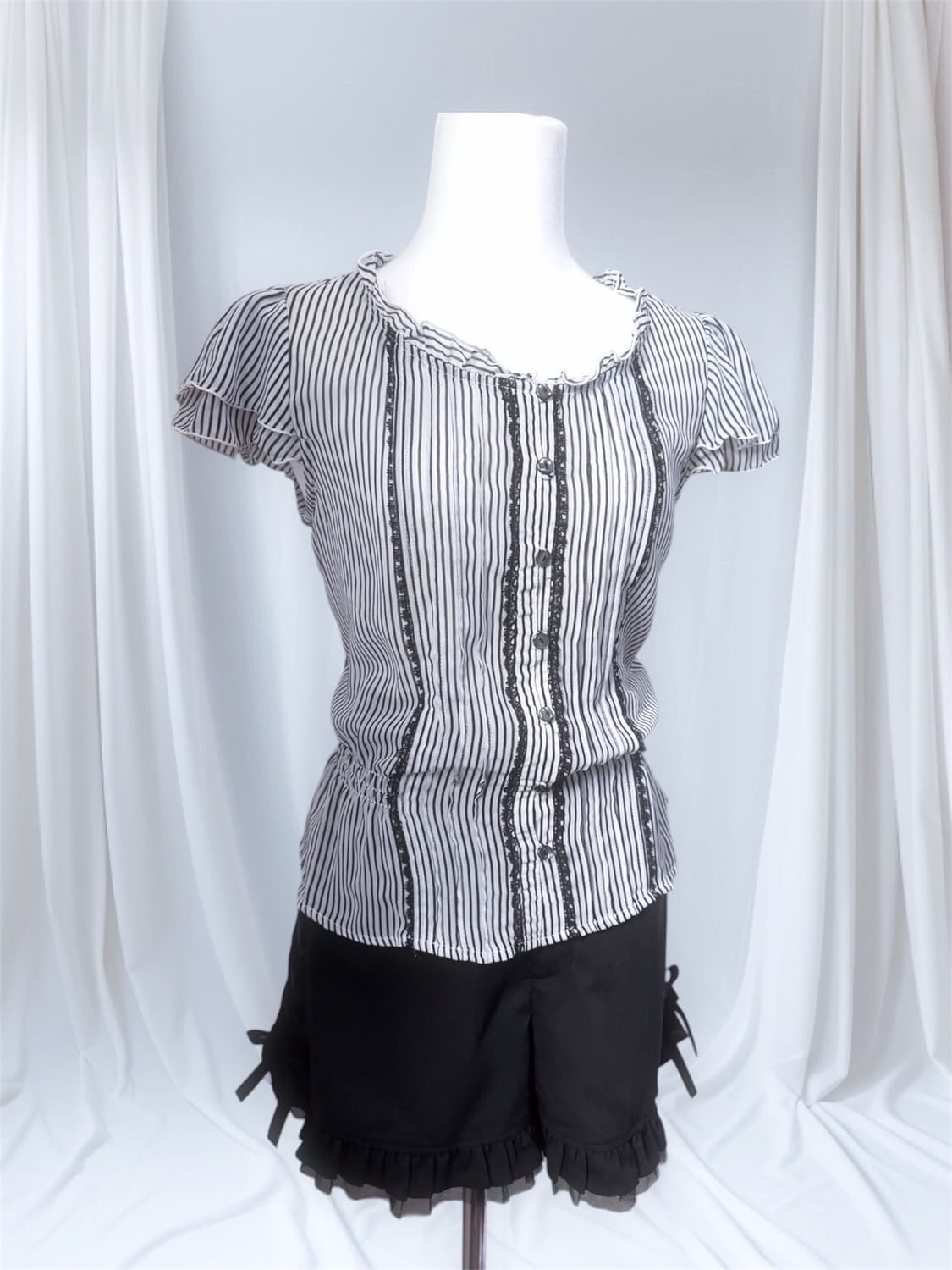 ruffle sleeve striped top 상품이미지2