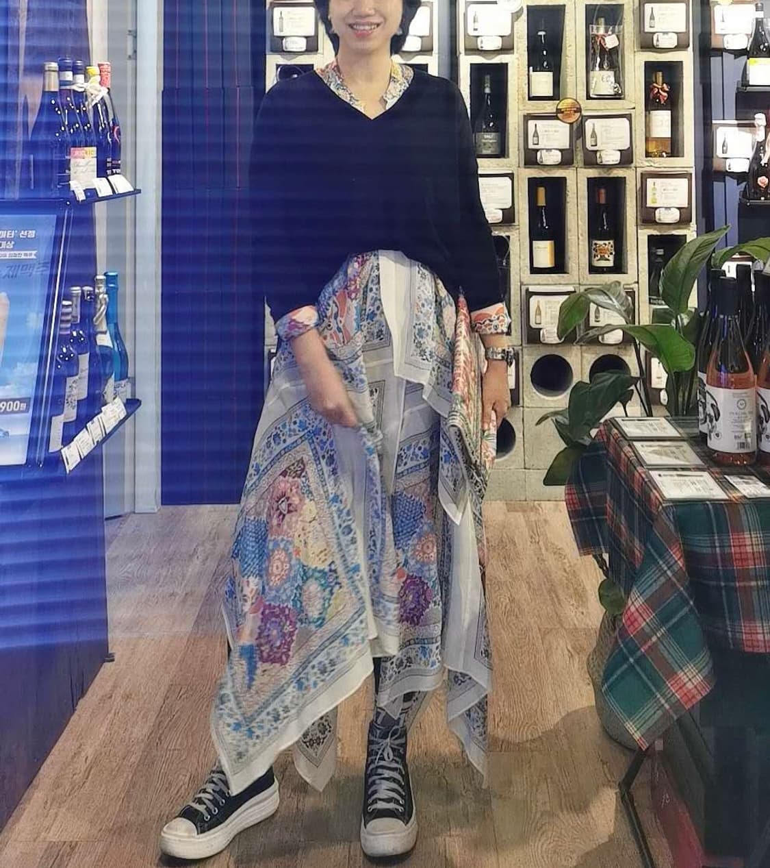 알투라자 패턴 실크100% 롱 원피스 38 상품이미지10