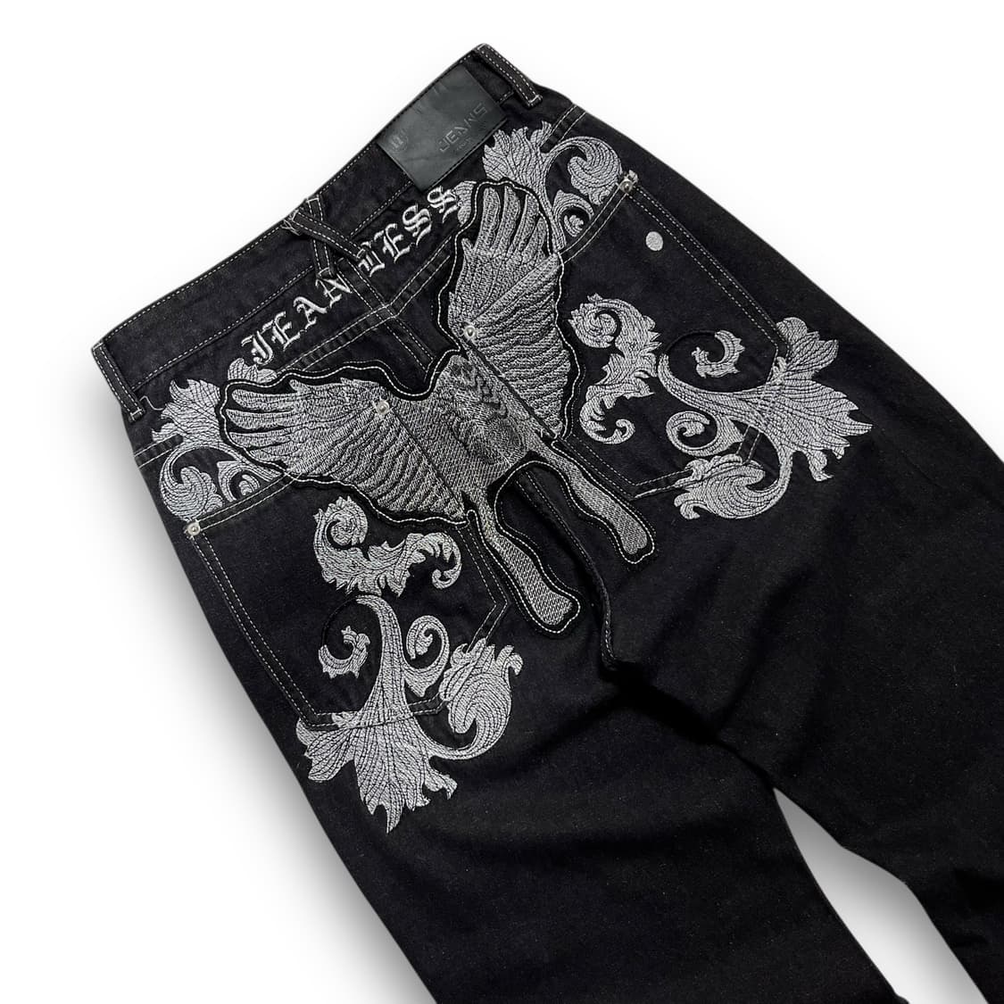 Fusai Skull embroidered black jeans 상품이미지2