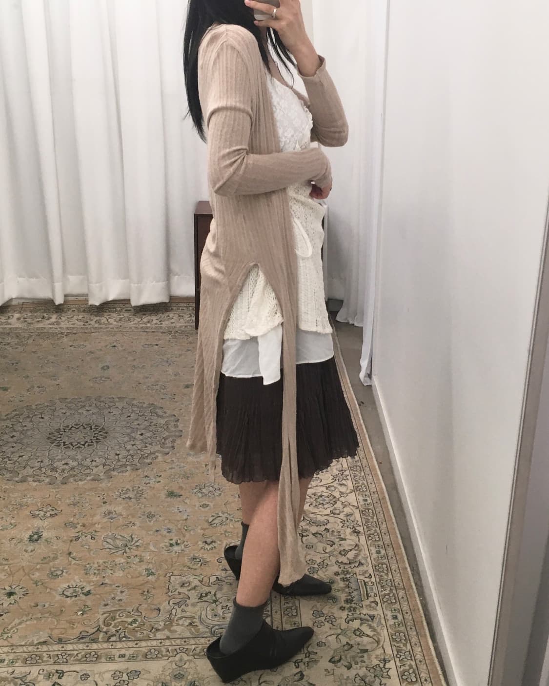 베이지 롱가디건 상품이미지5